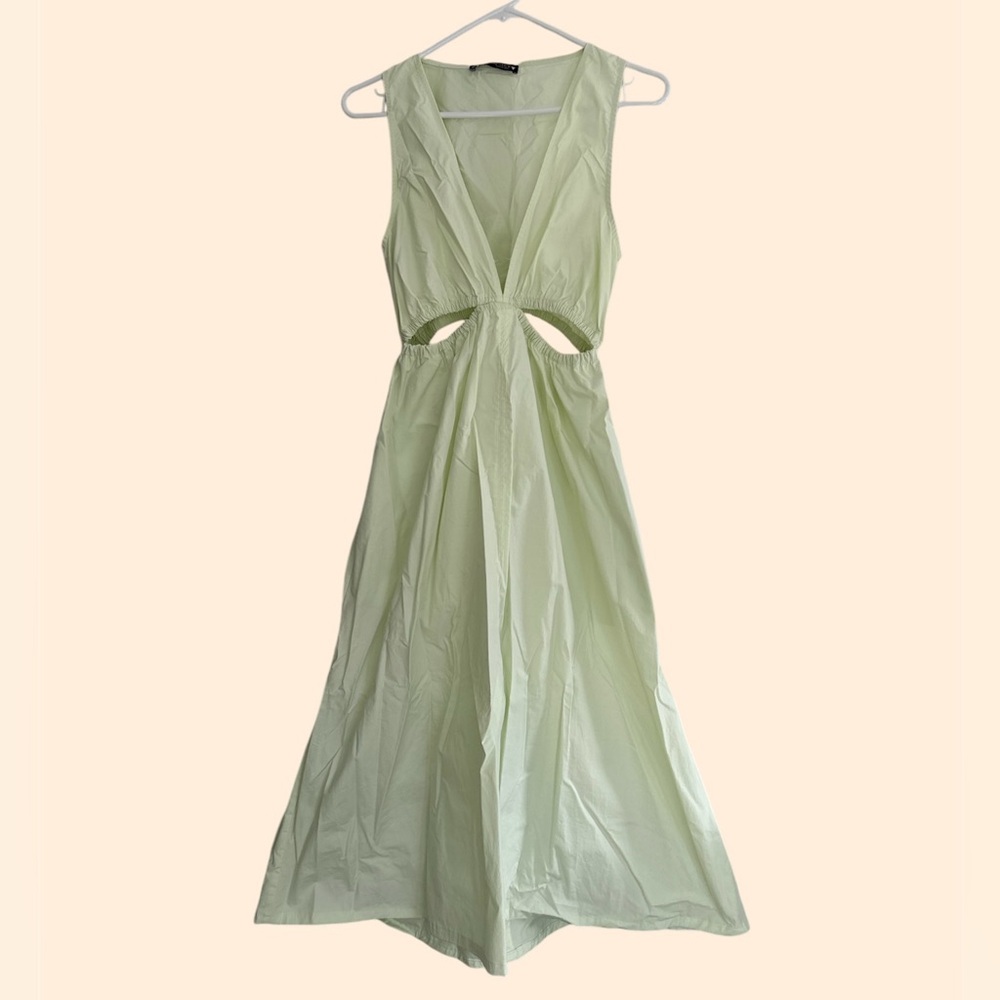 Zara Cut Out Gabardine Midi Dress